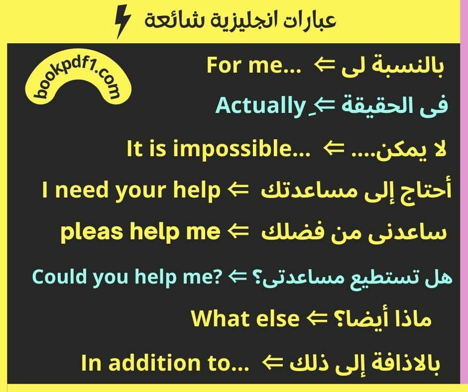 عبارات انجليزية شائعة مترجمة للعربية مناسبة للمبتدئين
