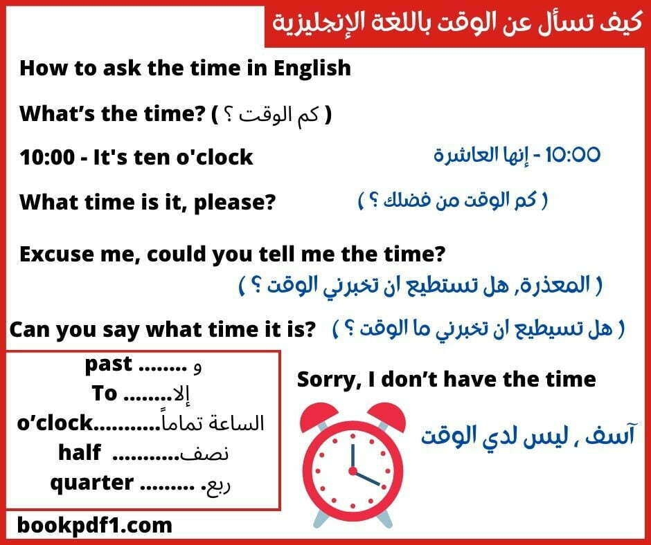 كيفية السؤال عن الوقت باللغة الانجليزية وكيفية إعطاء الوقت