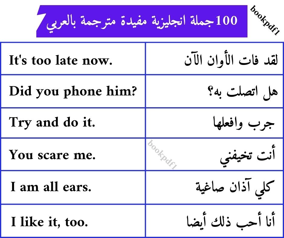 100جملة انجليزية مفيدة مترجمة بالعربي